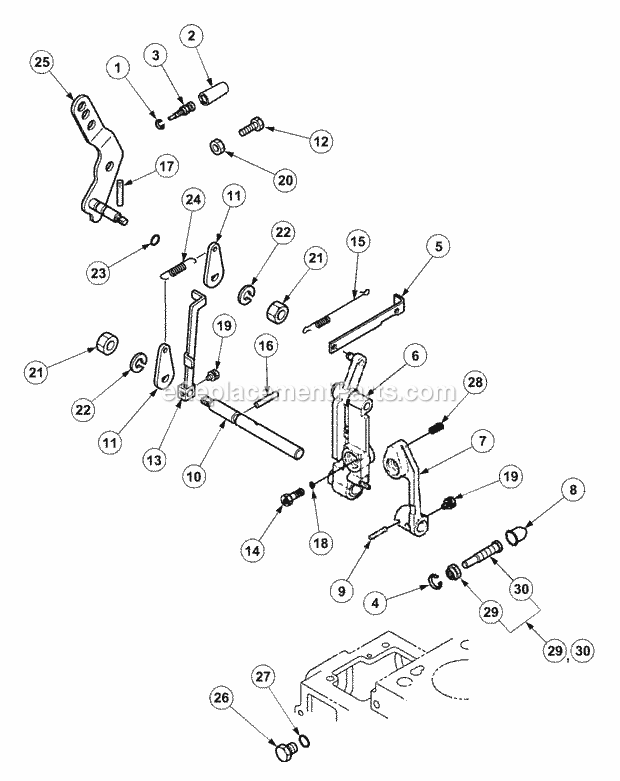 Governor Diagram and Parts List for 7532 54AF44G-710, 54AH44G-710, 54AN44G-710 Cub Cadet Lawn Tractor